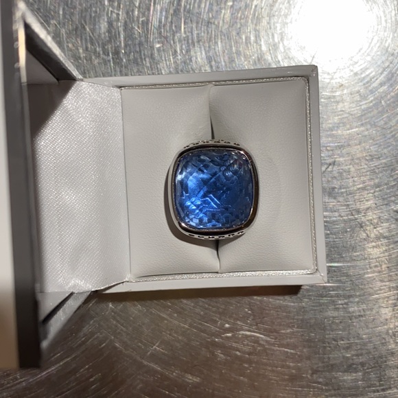 Ethan Stars sterling silver blue square ring - Picture 4 of 10